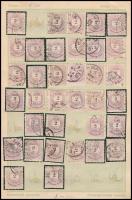 365 db Színesszámú 2kr bélyeg füzetben, köztük párok és egykörös bélyegzések is