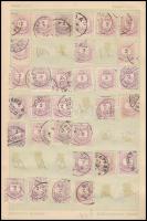 365 db Színesszámú 2kr bélyeg füzetben, köztük párok és egykörös bélyegzések is