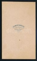 cca 1860-1870 Férfitársaság pipázó urakkal, vizitkártya Schmidt Gusztáv győri műterméből, 6x10,5 cm ...