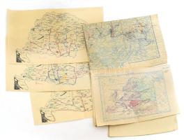 ca 1930-1940 8 db régi iskolai térkép, kézi berajzolásokkal.