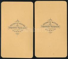 cca 1860-1870 Gyerekek elegáns öltözetben, 2 db vizitkártya Rozsnyay Mátyás gyógyszerész zombai fény...