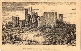 1925 Nagyappony, Appony, Oponice; Appony várának romjai / Les Ruines du Chateau-Fort d'Appony / castle ruins (fl)