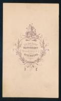 cca 1865 Anya gyermekével, vizitkártya Rupprecht Mihály soproni műterméből, díszes verzóval, 10,5x6 ...