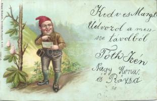Dwarf with letter litho (cut)