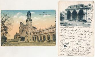 Praha, Prag, Prága, Prague - 5 pre-1945 town postcards: Sala terrina, railway station, bridge, theat...