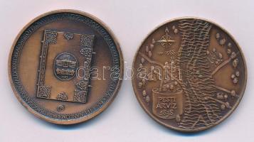 Lapis András (1942-) 1983. "Somogyi Károly 1811-1888 - A róla elnevezett könyvtár avatásának századik évében - Szeged / Fáradságosan és nagy áldozatokkal gyűjtött könyvtáramat Szeged városának ajándék képpen örök tulajdonául felajánlom." kétoldalas bronz emlékérem (42,5mm) + Fritz Mihály (1947-) 1988. "Wesselényi Miklós - A nagy árvíz emlékére / Pesti árvíz 1838" kétoldalas bronz emlékérem (42,5mm) T:AU