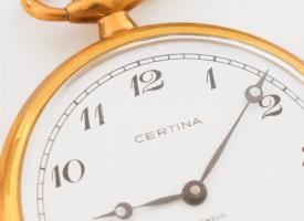 Certina zsebóra. Kézi felhúzós, hibátlan állapot, eredeti dobozában d: 45 mm, lánccal