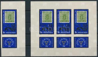 1974 Stockholmia vágott ívsarki bélyeg és kisív