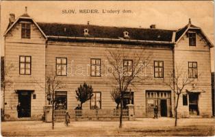 1925 Tótmegyer, Slovensky Meder, Palárikovo; Ludovy dom / Népház, Fogyasztási szövetkezet üzlete / cooperative shop, community center (EK)