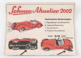 1998 Schuco Akustico 2002 felhúzhatós német lemezautó, kulccsal, figurával, pótkerékkel, dobozában, ...