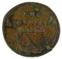 1706. X Poltura Cu "II. Rákóczi Ferenc" (7,85g) T:VF, patina, lyuktömött, enyhén hajlott lemez Hungary 1706. X Poltura Cu "Francis II Rákóczi" (7,85g) C:VF, patina, plugged hole, slightly wavy coin Huszár: 1535., Unger II.: 1133.a