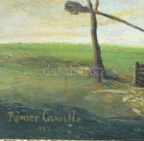 Römer Camillo (-): Libapásztorlány. Olaj, vászon, jelzett. Dekoratív, sarkaiban kissé sérült fakeret...