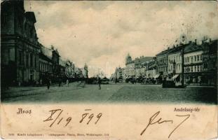 1899 Arad, Andrássy tér, üzletek. Nachbargauer János kiadása (Rb)