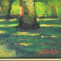 Buka Károly (XX. sz. vége): Őszi erdő. Olaj, farost, jelzett. Hátoldalán címkével. Dekoratív fakeret...