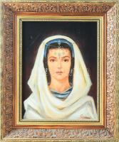 Rolek Gábor (XX. sz. vége/XXI. sz. eleje): Emese. Olaj, farost, jelzett, dekoratív fakeretben, 31,5×24 cm