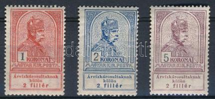 1913 Árvíz I. 1K, 2K + 3K bélyeg (31.000)