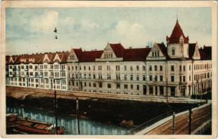1913 Temesvár, Timisoara; Bega bal sor, Horgony kávéház, híd, hajó / café, bridge, ship (EK)