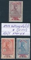 1914 Hadisegély I. 1K, 2K + 5K bélyeg (33.000)
