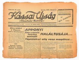 1933 Kassai Ujság 95. évfolyamának 32. száma, sérült