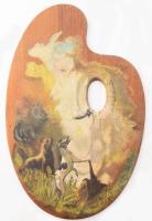 Margit jelzéssel (feltehetően XIX. sz. vége/XX. sz. eleje): Kutyák. Olaj, fa (festőpaletta), 31,5×24 cm