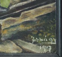 Jobbágy jelzéssel (XX. sz. eleje): Vízhordó kisfiú, 1917. Olaj, vászon, kartonon. Hátoldalán Tóth Gy...