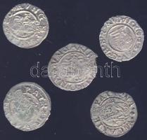 Kis középkori dénár tétel 5db klf Ag az 1570-80-as évekből T:3-,3/4