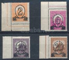 1931 Kisegítő I. sor VIII. vízjellel 14 : 14 1/4 fogazással, ívszéli és ívsarki értékek (30.000)