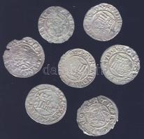 Kis középkori dénár tétel 7db Ag az 1570-80-as évekből T:3-,3/4
