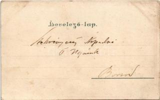 1900 Vipiteno, Sterzing (Südtirol); main street, shops, inn. Art Nouveau, floral, litho (wet corner)