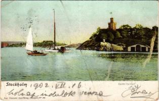 1902 Stockholm, Kastellholmen. Axel Eliassons Konstförlag No. 316. / island, sailing boat (EB)