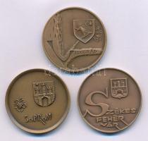 Somorjai László (1949-) DN "Sopron" + DN "Székesfehérvár" + DN "Visegrád" kétoldalas bronz emlékérmek (32mm) T:AU