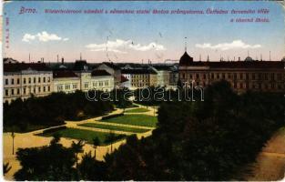 1916 Brno, Brünn; Winterholerovo námestí s nemeckou statní prumyslovou, Ústredna cerveného kríze a obecná skola / Winterholer Square with the German state industrial building, the Red Cross headquarters and the elementary school (EB)