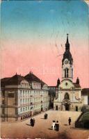 1915 Brno, Brünn; Kröna, Jubiläums-Knaben-Volks-und Bürgerschule und Kirche. Ascher &amp; Redlich / Jubilee Boys' Elementary and Civic School and Church (EM)