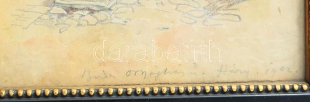 Háry Gyula (1864-1946): Buda, Országház utca, 1902. Akvarell, ceruza, papír, jelezve lent. Üvegezett...