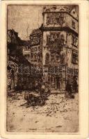 Praha, Prag, Prága, Prague; Krásná Praha, Dum u zlaté studny. Stencúv graficky kabinet / house, shop s: J. C. Vondrouse (Rb)