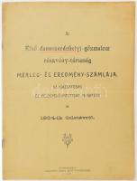 1905 Az Első dunaszerdahelyi gőzmalom részvény-társaság (Felvidék) mérleg- és eredményszámlája, az igazgatóság és felügyelő-bizottság jelentése az 1904. évről, 12p