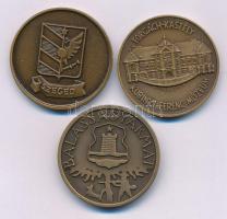 1980. "Az 1705-ös szécsényi országgyűlés emlékére - II. Rákóczi Ferenc / Forgách-kastély - Kubinyi Ferenc Múzeum" kétoldalas bronz emlékérem + Tornay Endre András (1949-2008) DN "Balassagyarmat" kétoldalas bronz emlékérem + DN "Szeged" kétoldalas bronz emlékérem (32mm) T:AU