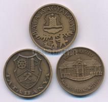 1980. "Az 1705-ös szécsényi országgyűlés emlékére - II. Rákóczi Ferenc / Forgách-kastély - Kubinyi Ferenc Múzeum" kétoldalas bronz emlékérem + Tornay Endre András (1949-2008) DN "Balassagyarmat" kétoldalas bronz emlékérem + DN "Tatabánya" kétoldalas bronz emlékérem (32mm) T:AU