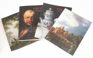 2010-2012 4 db Fischer árverési katalógus, XV-XIX. századi festészet, művészet témában. Gazdag képanyaggal illusztrálva. Német nyelven. Kiadói papírkötés.