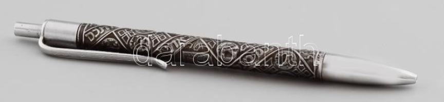 Ezüst (Ag) testű Silverolex toll, Izrael 12 törzse felirattal, motívumokkal, jelzés nélkül, végénél kis repedéssel, h: 14 cm