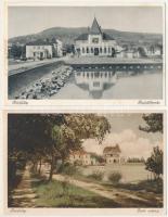 Révfülöp - 2 db régi város képeslap: Parti sétány, Hajóállomás
