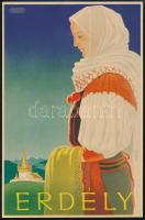 cca 1940 Erdély - dekoratív idegenforgalmi kisplakát, szign. Konecsni György, Klösz Nyomás, szép állapotban, 24×16 cm