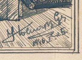 Olvashatatlan jelzéssel: Központi internáló tábor, III. ezred, II. emelet, 1946. Tus, papír. Angol p...