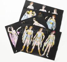 Jelzés nélkül: Spartacus színdarab vagy balett jelmeztervei, 4 db. Tempera, pasztell, papír. 25×35 cm