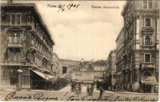 1905 Fiume, Rijeka; Piazza Adamovich / tér, szálloda, üzletek. M. T. és F. I. Koch Willy / square, hotel, shops (EB)