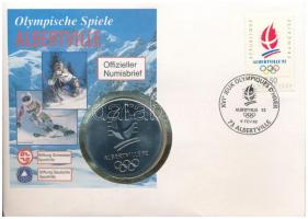 Franciaország 2002. "Albertville" kétoldalas Cu-Ni emlékérem (41mm) "Olimpiai Játékok, Albertville" érmés, bélyeges borítékban, bélyeggel, alkalmi bélyegzéssel T:P France 2002. "Albertville" double-sided Cu-Ni medal (41mm) in "Olympische Spiele Albertville" envelope with stamp and cancellation C:P