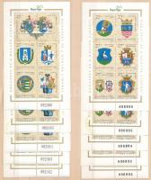 1997 Budapest és a megyék címerei I-II. 5-5 db blokkpár, mind sorszámkövető (27.500)