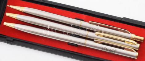 Davidoff golyóstoll, töltőceruza készlet 3 darabos, eredeti dobozában Hungasekt reklámmal