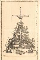 Kereszt. Magyar Cserkésztábor / Hungarian scout art postcard s: Légrády Sándor