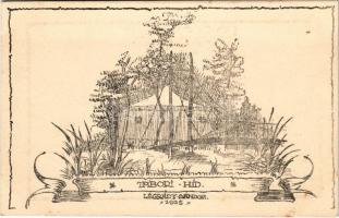 Tábori híd. Magyar Cserkésztábor / Hungarian scout art postcard s: Légrády Sándor